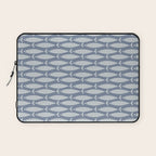 Minimalist Mid Century Modern Scandi Fish Pattern in Slate Blue Laptop Sleeve Gallery Image 1