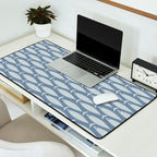 Minimalist Mid Century Modern Scandi Fish Pattern in Slate Blue Desk Mat Gallery Image 2