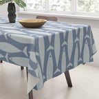 Minimalist Mid Century Modern Scandi Fish Pattern in Slate Blue Tablecloth Gallery Image 3