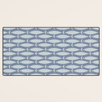 Minimalist Mid Century Modern Scandi Fish Pattern in Slate Blue Desk Mat Gallery Image 3