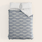 Minimalist Mid Century Modern Scandi Fish Pattern in Slate Blue Comforter Gallery Image 6