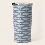 Minimalist Mid Century Modern Scandi Fish Pattern in Slate Blue Travel Mug Gallery Image 3