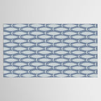 Minimalist Mid Century Modern Scandi Fish Pattern in Slate Blue Tablecloth Gallery Image 2