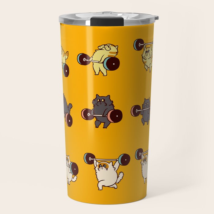 Olympic Lifting Cat Travel Mug Gallery Image 1