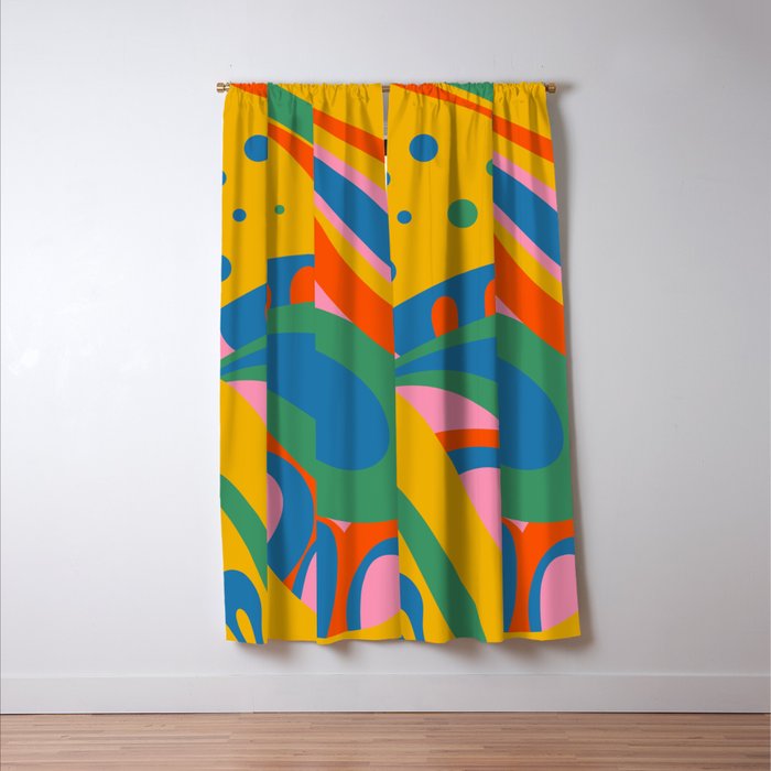 So Trippy Retro Psychedelic Abstract Pattern 2 in Rainbow Pop Colors Window Curtain Gallery Image 3