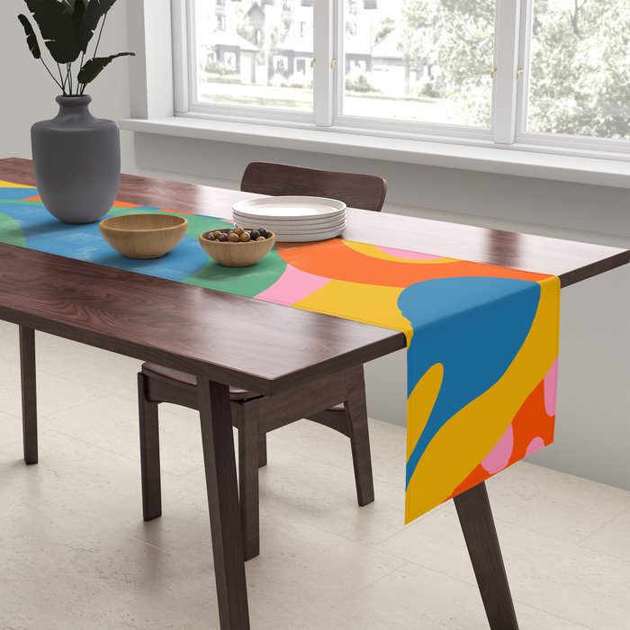 So Trippy Retro Psychedelic Abstract Pattern 2 in Rainbow Pop Colors Table Runner Gallery Image 2