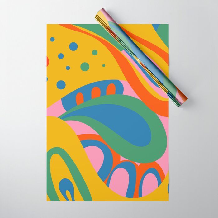 So Trippy Retro Psychedelic Abstract Pattern 2 in Rainbow Pop Colors Wrapping Paper Gallery Image 1