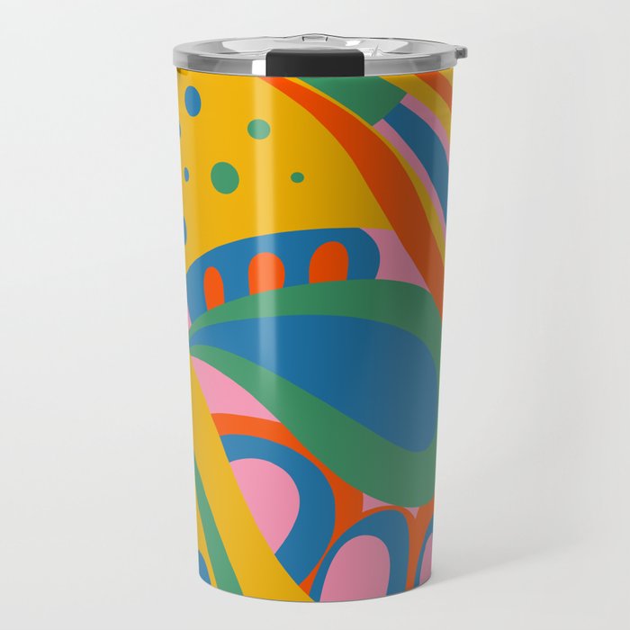 So Trippy Retro Psychedelic Abstract Pattern 2 in Rainbow Pop Colors Travel Mug Gallery Image 1