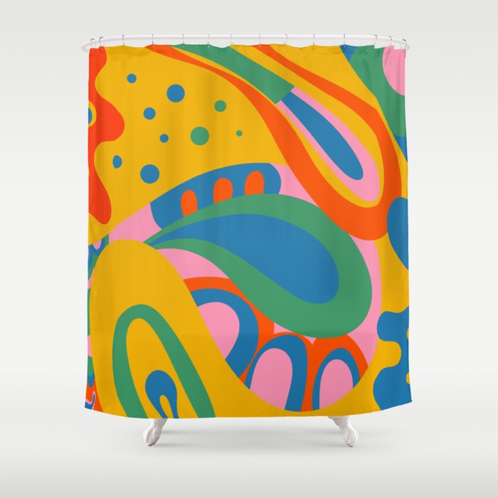 So Trippy Retro Psychedelic Abstract Pattern 2 in Rainbow Pop Colors Shower Curtain Gallery Image 1