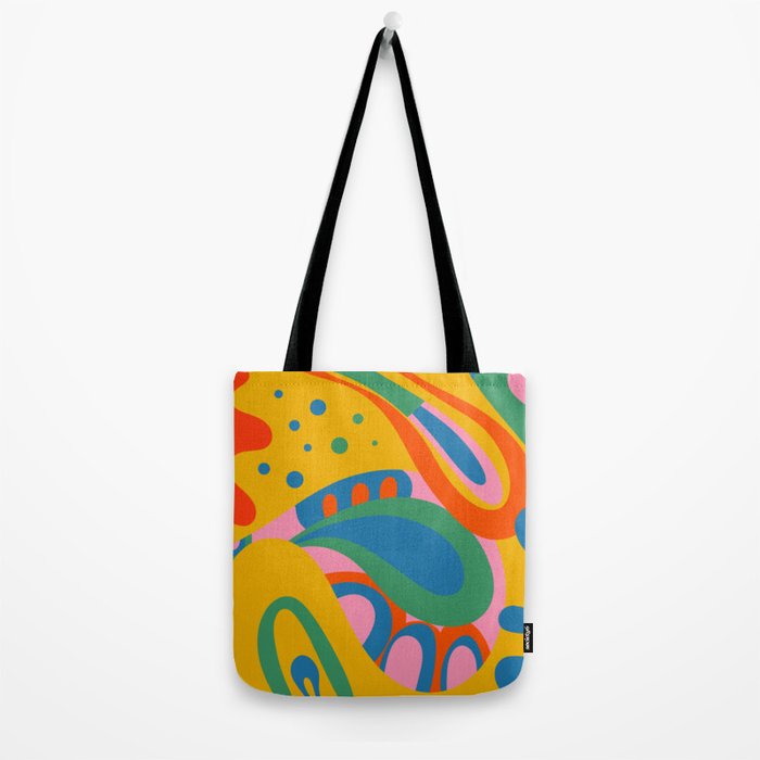 So Trippy Retro Psychedelic Abstract Pattern 2 in Rainbow Pop Colors Tote Bag Gallery Image 2
