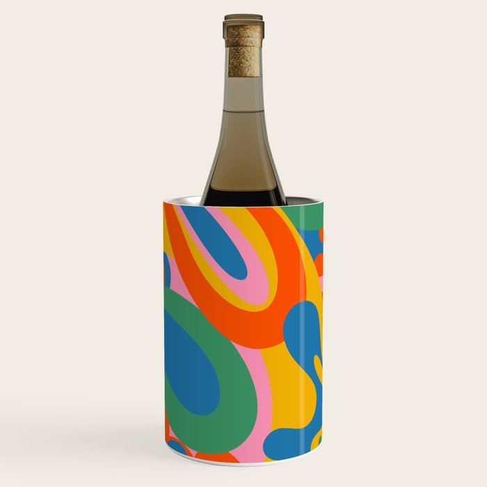 So Trippy Retro Psychedelic Abstract Pattern 2 in Rainbow Pop Colors Wine Chiller Gallery Image 3