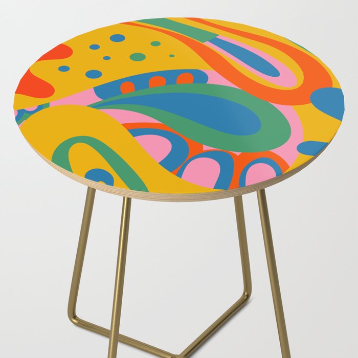 So Trippy Retro Psychedelic Abstract Pattern 2 in Rainbow Pop Colors Side Table Gallery Image 2