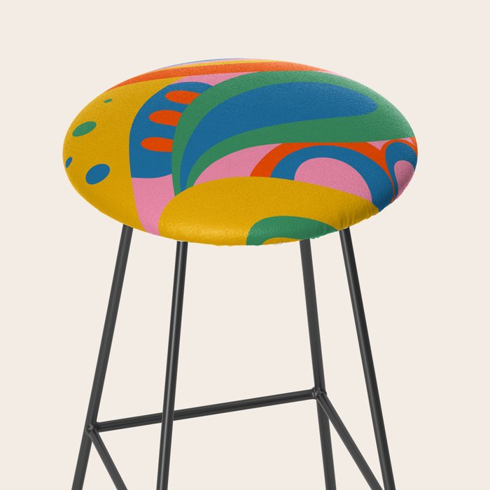 So Trippy Retro Psychedelic Abstract Pattern 2 in Rainbow Pop Colors Stool Gallery Image 2