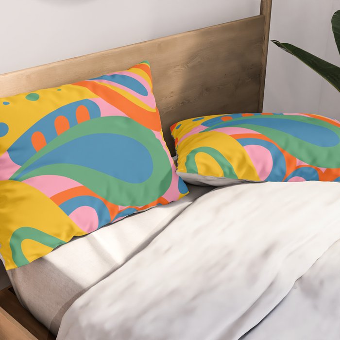 So Trippy Retro Psychedelic Abstract Pattern 2 in Rainbow Pop Colors Pillow Sham Gallery Image 2