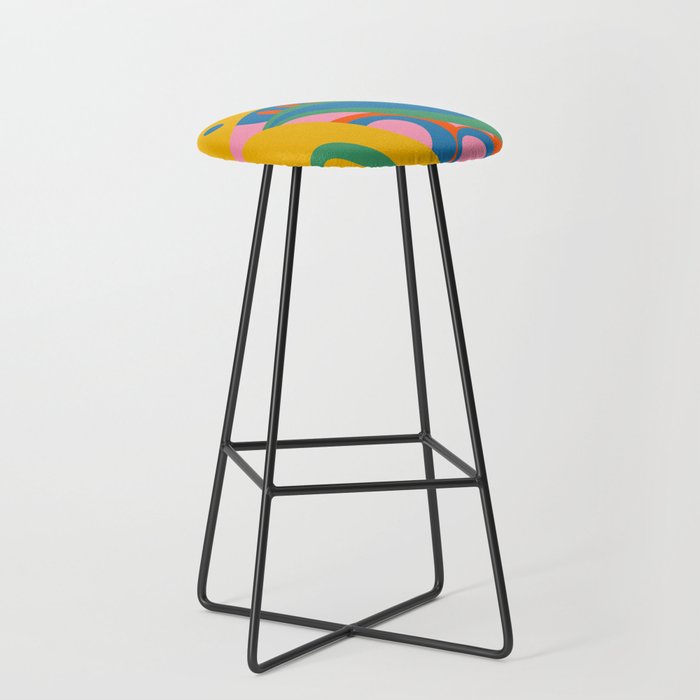 So Trippy Retro Psychedelic Abstract Pattern 2 in Rainbow Pop Colors Stool Gallery Image 1