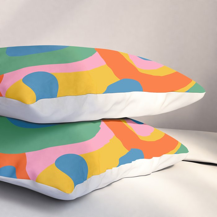 So Trippy Retro Psychedelic Abstract Pattern 2 in Rainbow Pop Colors Pillow Sham Gallery Image 3