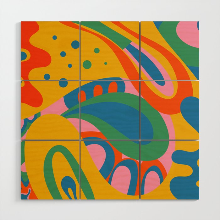 So Trippy Retro Psychedelic Abstract Pattern 2 in Rainbow Pop Colors Wood Wall Art Gallery Image 1