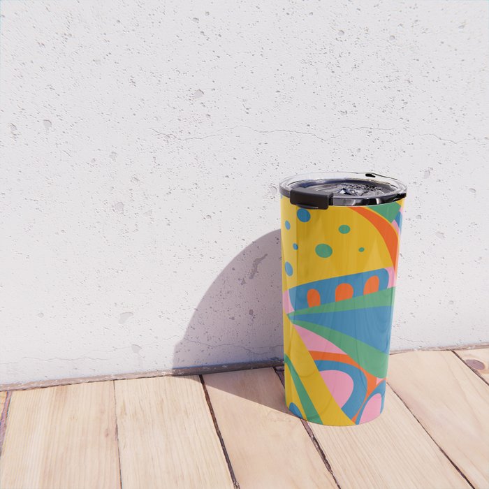 So Trippy Retro Psychedelic Abstract Pattern 2 in Rainbow Pop Colors Travel Mug Gallery Image 4