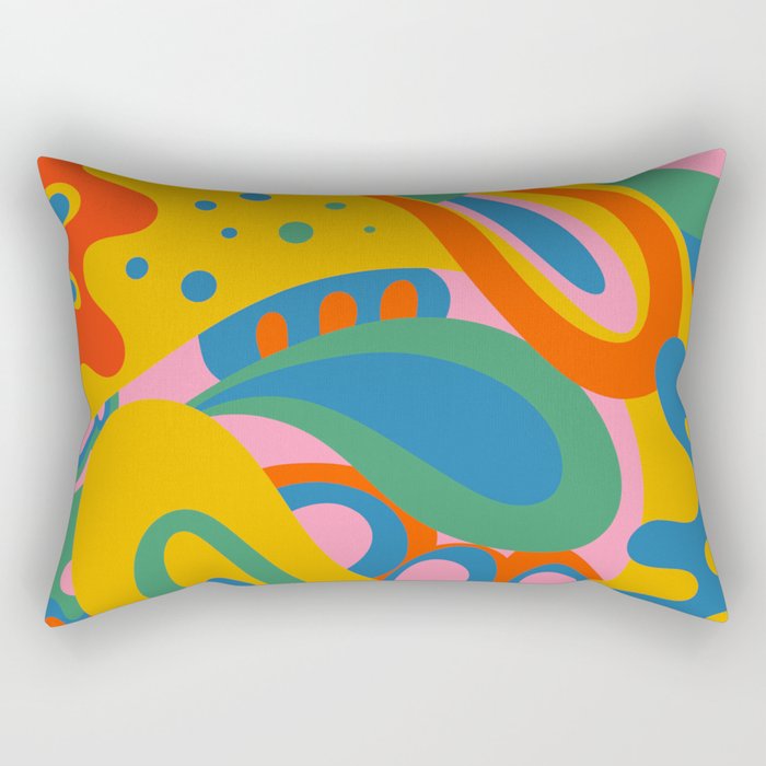 So Trippy Retro Psychedelic Abstract Pattern 2 in Rainbow Pop Colors Rectangular Pillow Gallery Image 2