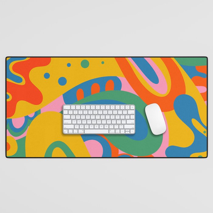 So Trippy Retro Psychedelic Abstract Pattern 2 in Rainbow Pop Colors Desk Mat Gallery Image 1