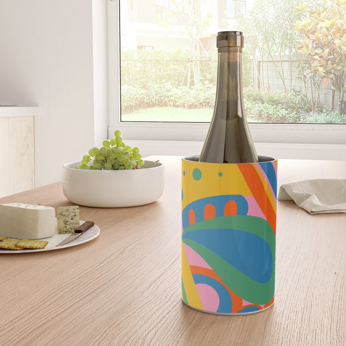 So Trippy Retro Psychedelic Abstract Pattern 2 in Rainbow Pop Colors Wine Chiller Gallery Image 4