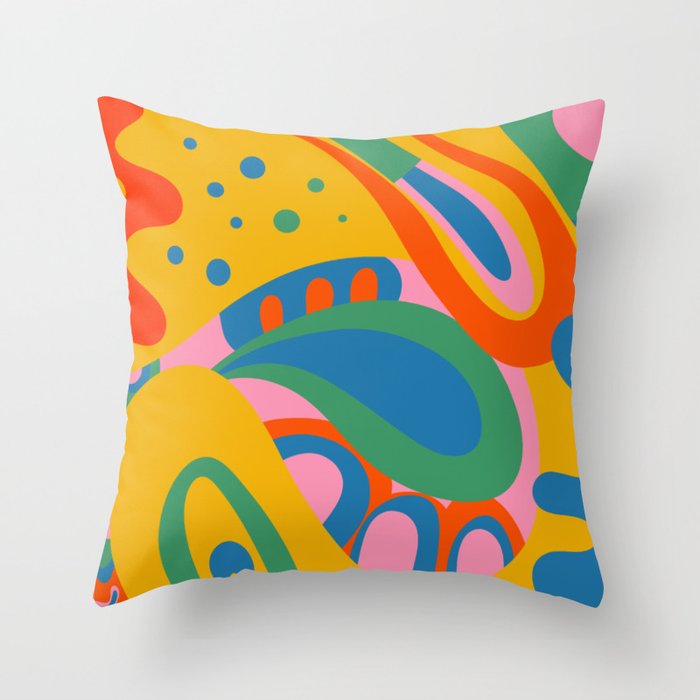 So Trippy Retro Psychedelic Abstract Pattern 2 in Rainbow Pop Colors Throw Pillow Gallery Image 6