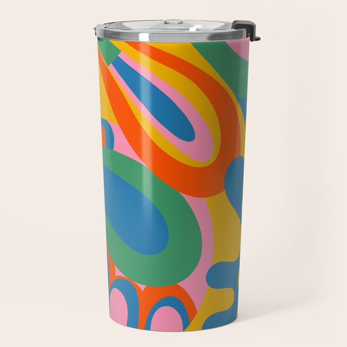So Trippy Retro Psychedelic Abstract Pattern 2 in Rainbow Pop Colors Travel Mug Gallery Image 2