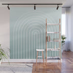 Ombre Arch XVII Natural Teal Gradient Modern Geometric Lines Wall Mural Gallery Image 1