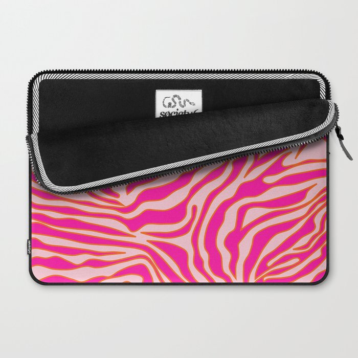 Zebra Print Pink And Orange Zebra Stripes Wild Animal Print Preppy Decor Modern Zebra Pattern Laptop Sleeve Gallery Image 2