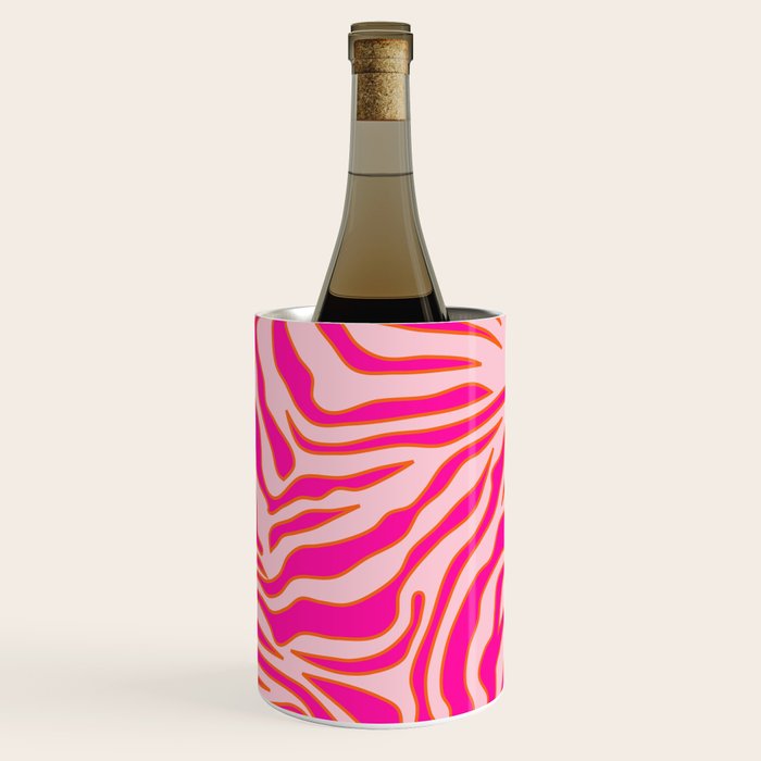 Zebra Print Pink And Orange Zebra Stripes Wild Animal Print Preppy Decor Modern Zebra Pattern Wine Chiller Gallery Image 1