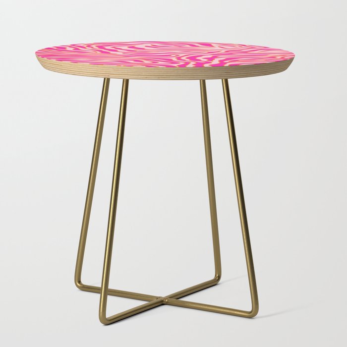 Zebra Print Pink And Orange Zebra Stripes Wild Animal Print Preppy Decor Modern Zebra Pattern Side Table Gallery Image 1
