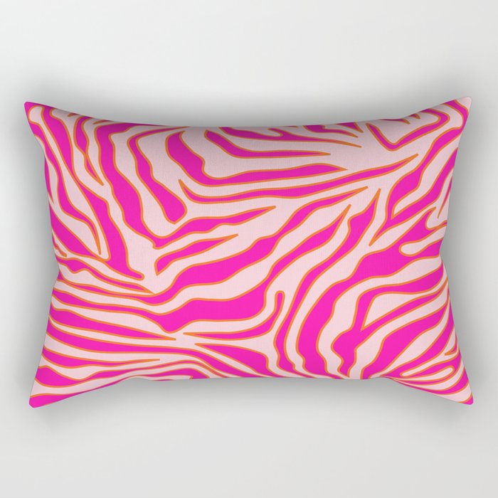 Zebra Print Pink And Orange Zebra Stripes Wild Animal Print Preppy Decor Modern Zebra Pattern Rectangular Pillow Gallery Image 2