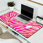 Zebra Print Pink And Orange Zebra Stripes Wild Animal Print Preppy Decor Modern Zebra Pattern Desk Mat Gallery Image 2