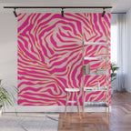 Zebra Print Pink And Orange Zebra Stripes Wild Animal Print Preppy Decor Modern Zebra Pattern Wall Mural Gallery Image 1