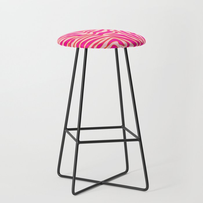 Zebra Print Pink And Orange Zebra Stripes Wild Animal Print Preppy Decor Modern Zebra Pattern Stool Gallery Image 1
