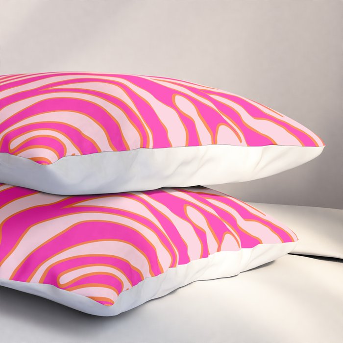 Zebra Print Pink And Orange Zebra Stripes Wild Animal Print Preppy Decor Modern Zebra Pattern Pillow Sham Gallery Image 3