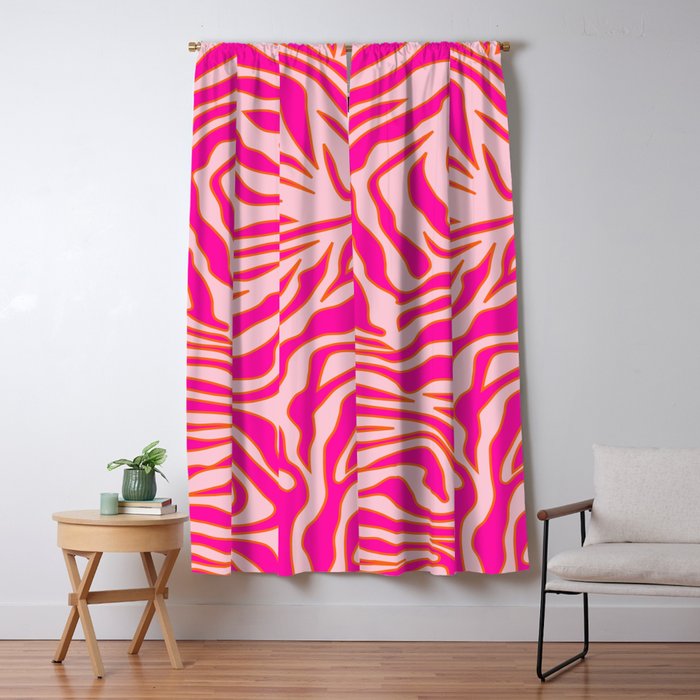 Zebra Print Pink And Orange Zebra Stripes Wild Animal Print Preppy Decor Modern Zebra Pattern Window Curtain Gallery Image 5