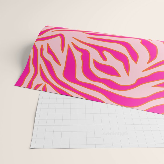 Zebra Print Pink And Orange Zebra Stripes Wild Animal Print Preppy Decor Modern Zebra Pattern Wrapping Paper Gallery Image 2