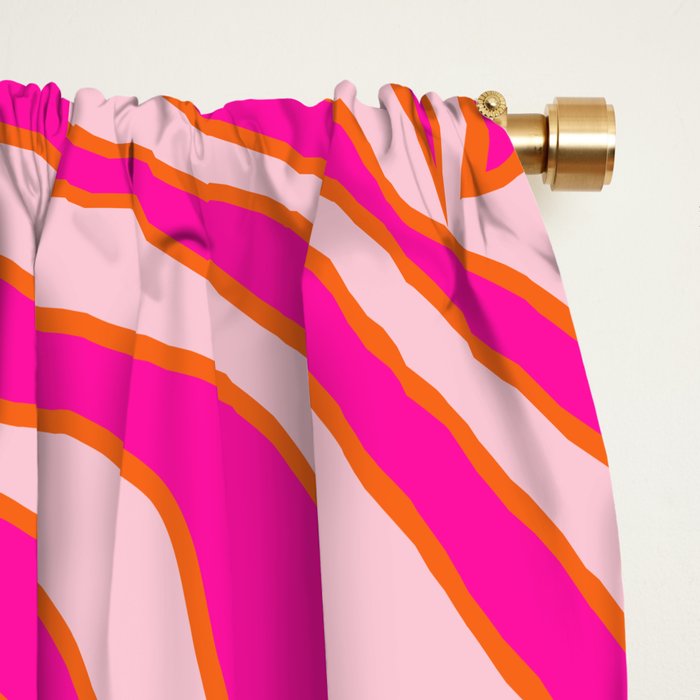 Zebra Print Pink And Orange Zebra Stripes Wild Animal Print Preppy Decor Modern Zebra Pattern Window Curtain Gallery Image 2