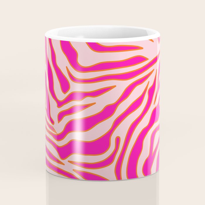Zebra Print Pink And Orange Zebra Stripes Wild Animal Print Preppy Decor Modern Zebra Pattern Coffee Mug Gallery Image 4