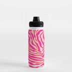 Zebra Print Pink And Orange Zebra Stripes Wild Animal Print Preppy Decor Modern Zebra Pattern Water Bottle Gallery Image 3