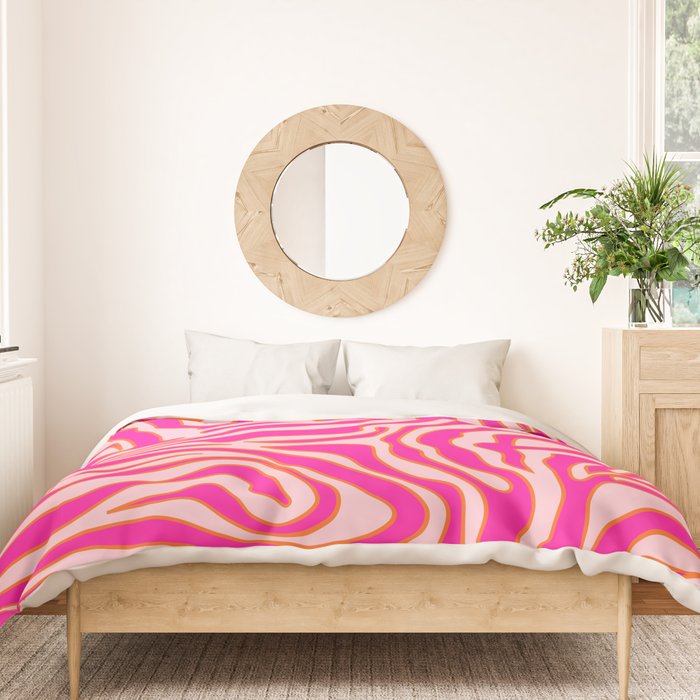 Zebra Print Pink And Orange Zebra Stripes Wild Animal Print Preppy Decor Modern Zebra Pattern Duvet Cover Gallery Image 3