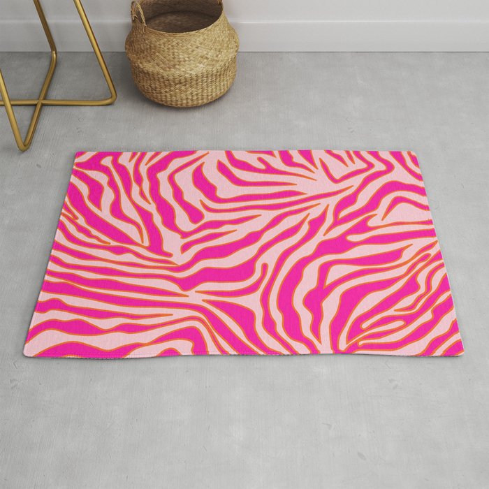 Zebra Print Pink And Orange Zebra Stripes Wild Animal Print Preppy Decor Modern Zebra Pattern Rug Gallery Image 1
