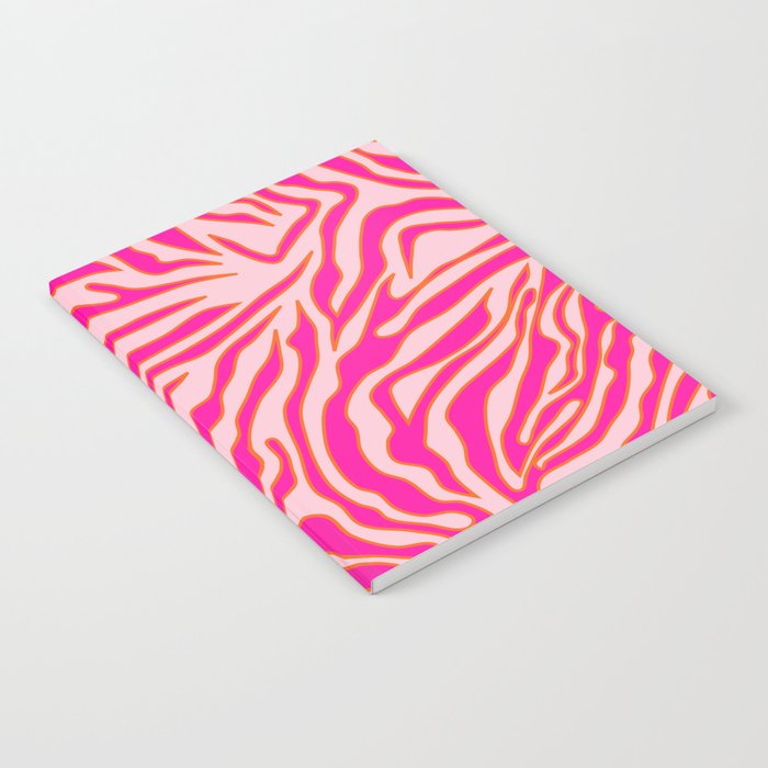 Zebra Print Pink And Orange Zebra Stripes Wild Animal Print Preppy Decor Modern Zebra Pattern Notebook Gallery Image 1
