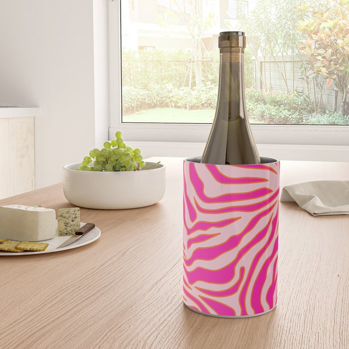 Zebra Print Pink And Orange Zebra Stripes Wild Animal Print Preppy Decor Modern Zebra Pattern Wine Chiller Gallery Image 4