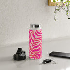 Zebra Print Pink And Orange Zebra Stripes Wild Animal Print Preppy Decor Modern Zebra Pattern Water Bottle Gallery Image 4