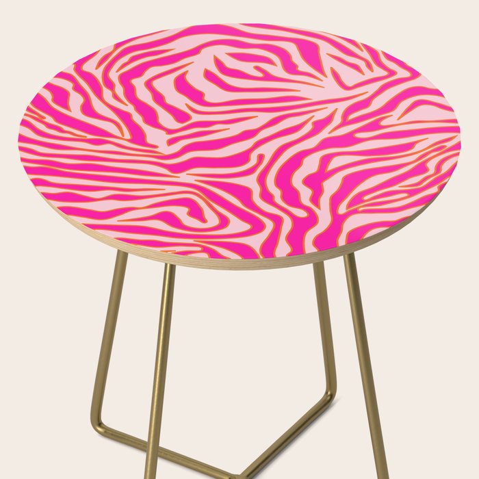 Zebra Print Pink And Orange Zebra Stripes Wild Animal Print Preppy Decor Modern Zebra Pattern Side Table Gallery Image 2