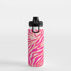 Zebra Print Pink And Orange Zebra Stripes Wild Animal Print Preppy Decor Modern Zebra Pattern Water Bottle Gallery Image 2