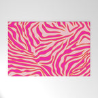 Zebra Print Pink And Orange Zebra Stripes Wild Animal Print Preppy Decor Modern Zebra Pattern Welcome Mat Gallery Image 1