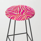 Zebra Print Pink And Orange Zebra Stripes Wild Animal Print Preppy Decor Modern Zebra Pattern Stool Gallery Image 2